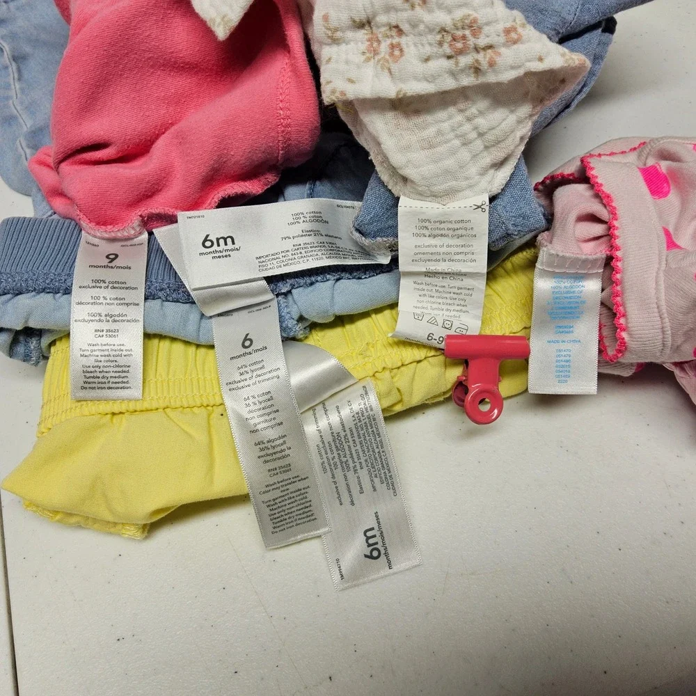 Baby Girl 6M Clothing Lot - Carter's, Rabbit & Bear, Okie Dokie - 9 Piece Bundle